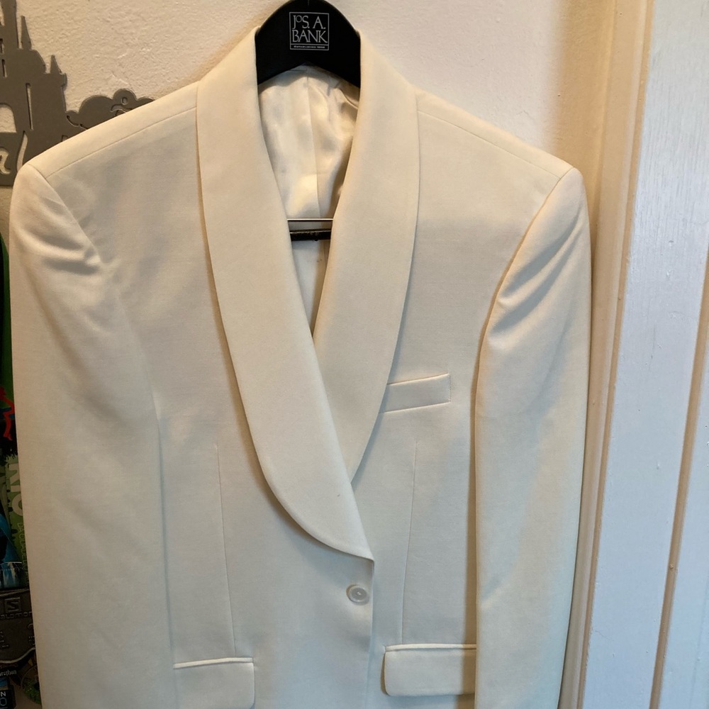 Slim Fit Shawl Collar Dinner Jacket in Ivory/Creme